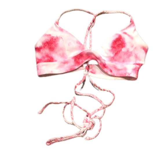 New Pink Tie Dyed Lace Up Bikini Sz: Medium - Picture 5 of 7